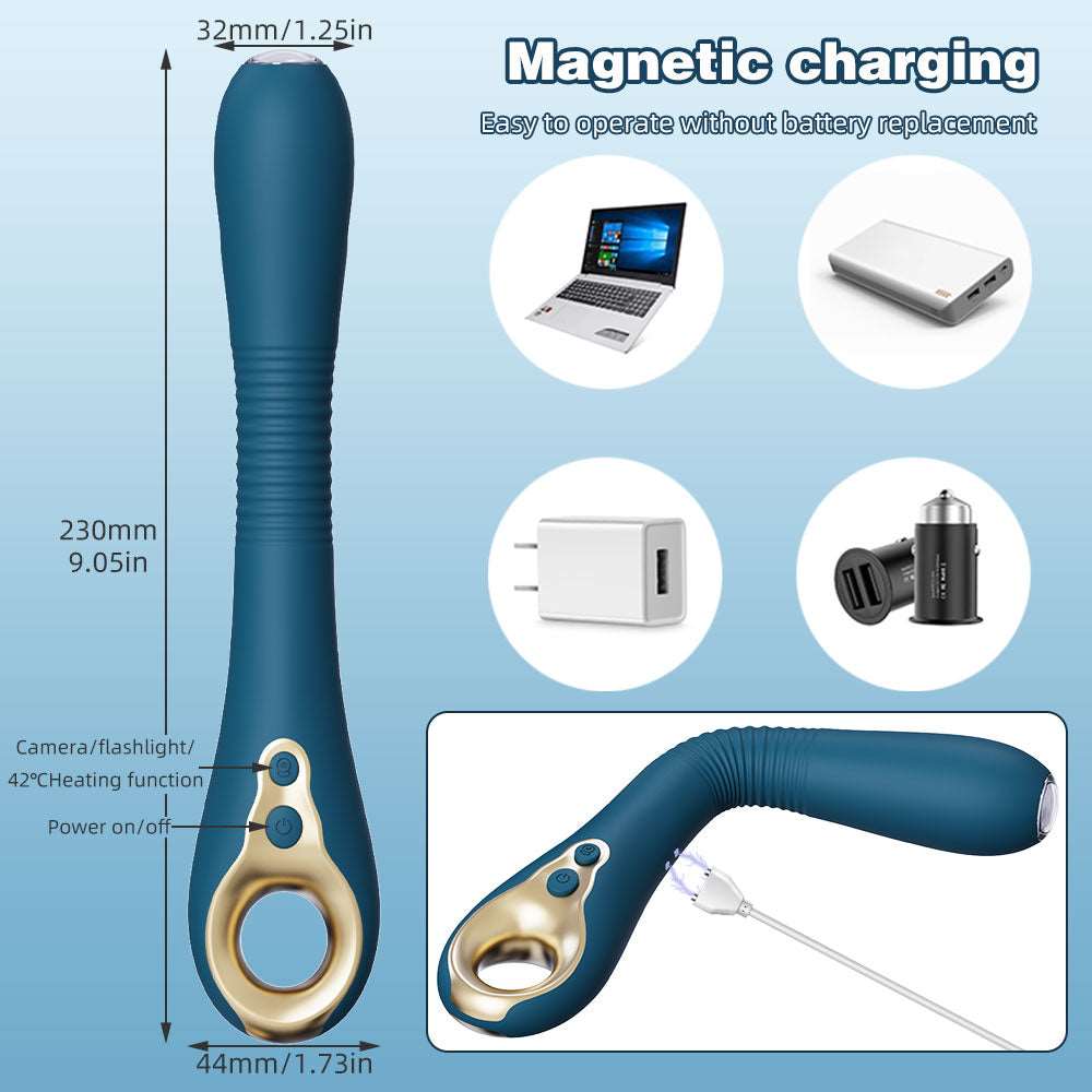 Endoscopic Vibrating Dildo Anal Toys - 360° Bendable Heat Endoscope Vibrator Women Masturbator