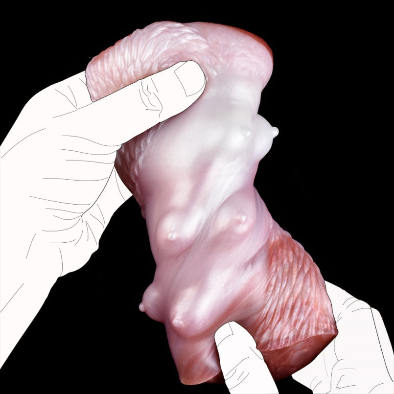 Fantasy Puppy-Inspired Pocket Pussy – Dual-Channel Silicone Masturbator Penis Massager