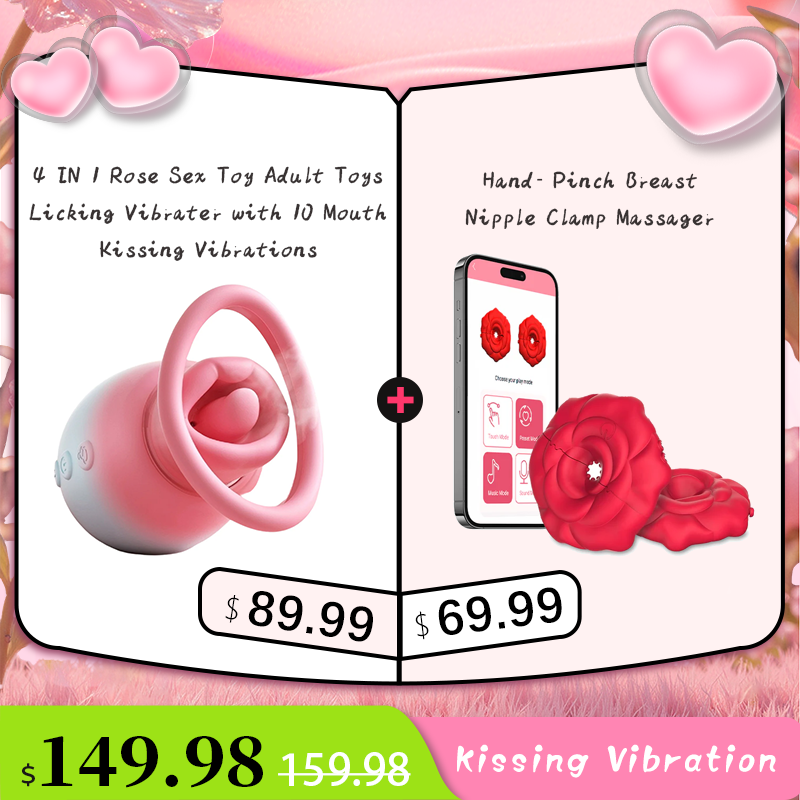 MizzZee Rose 9 Vibrations Nipple Clamps with Chain Necklace