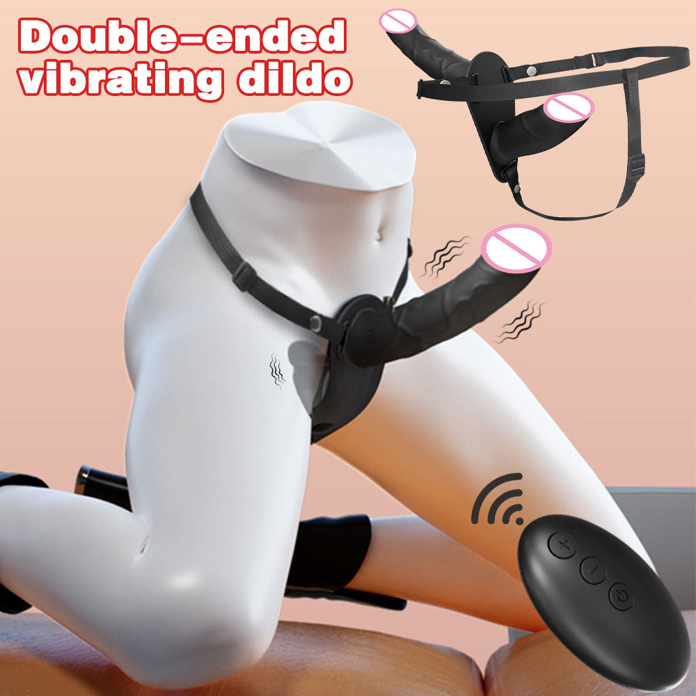 Lesbian Strap-On Black Dildo  Double-Ended Vibrating  anesidora