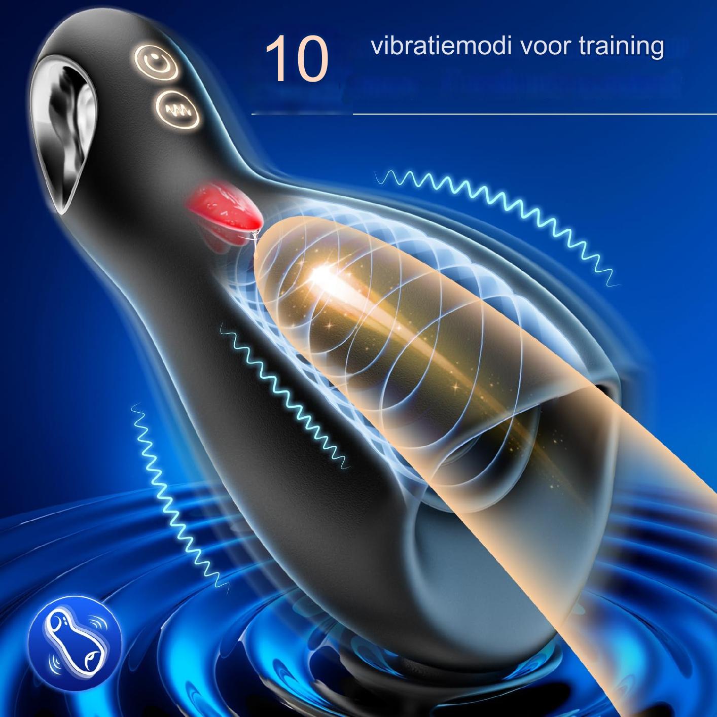 Tanmouth Zwarte Siliconen Masturbator - 360° Omhullende Vibrerende Penismasturbator Voor Intens Genot - Waterdichte Seksspeeltje Met Verschillende Snelheidsstanden - Zachte En Flexibele Siliconen Voor Comfortabel Gebruik