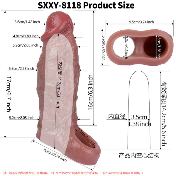 Body-safe Silicone Penis Sleeve Life Size & Real Textured