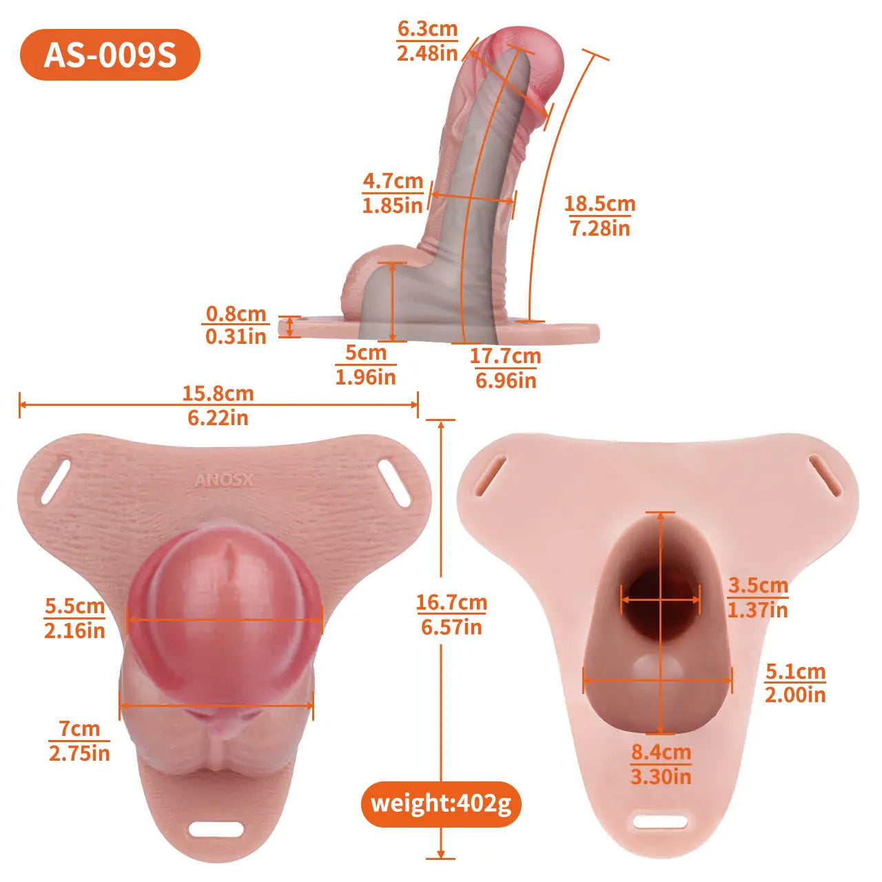 Realistic Big Glans Hollow Dildo
