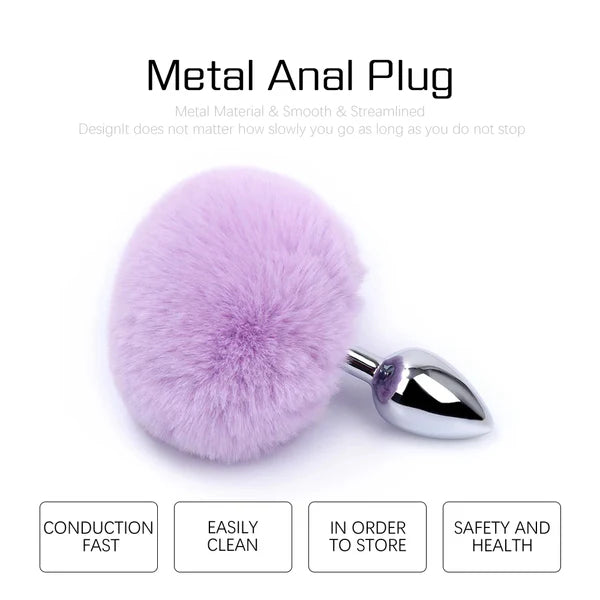 Anal Plug Rabbit Tail Stainless Steel