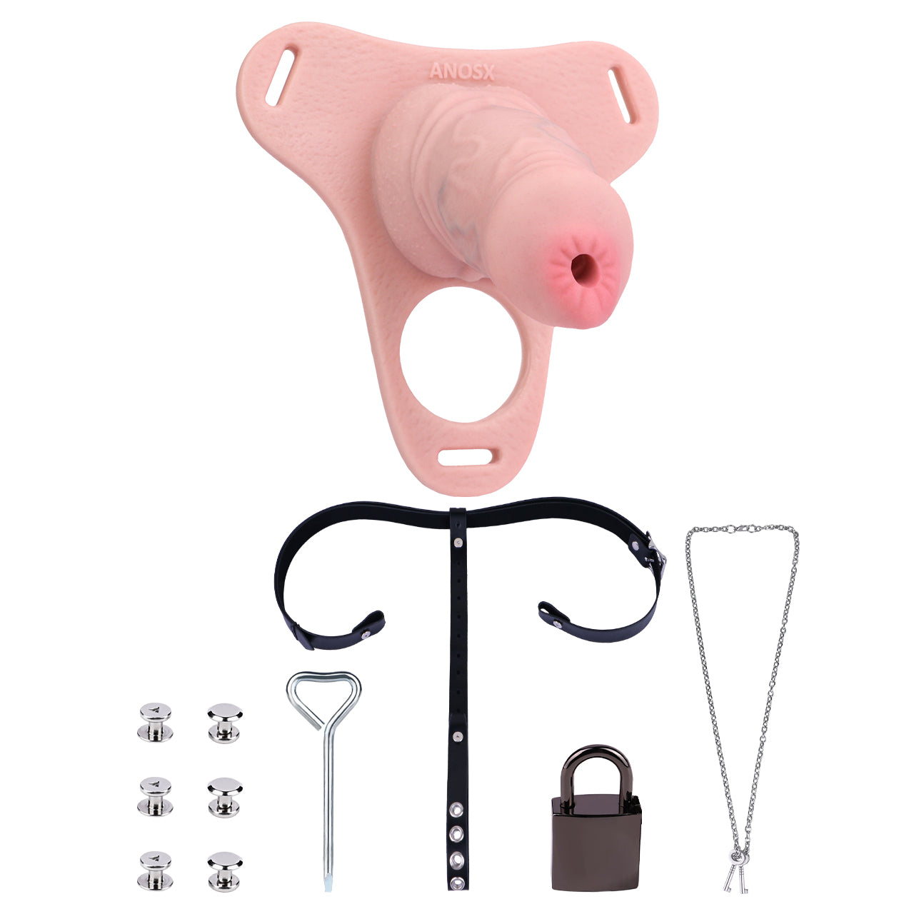 Anesidora Strap-On Cock Chastity Cage with Lock