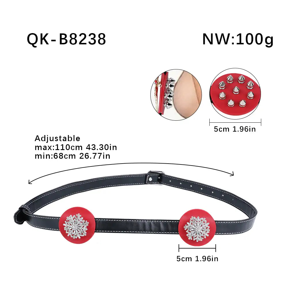 BDSM Spiked Leather Bra – Christmas Theme