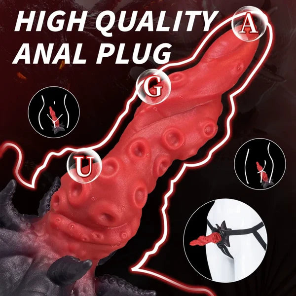 Blood Tentacle Monster Dildo 9 Inches