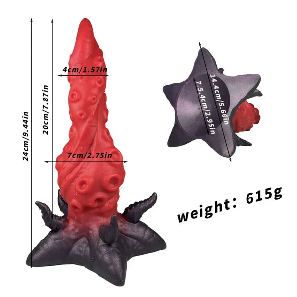Blood Tentacle Monster Dildo 9 Inches
