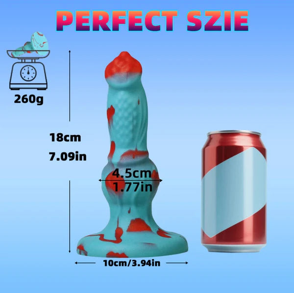 Blue Stained Fantasy Knotted Canine Dildo 7 Inches