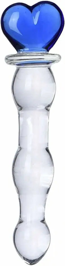 Blue Heart Glass Wand Dildo