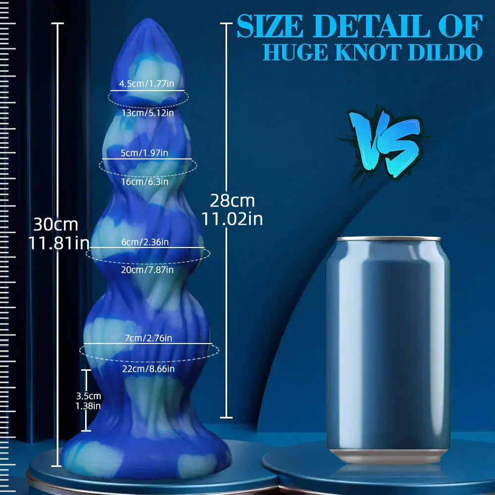 Blue Swirl - Fantasy 4-Knot Dog Dildo