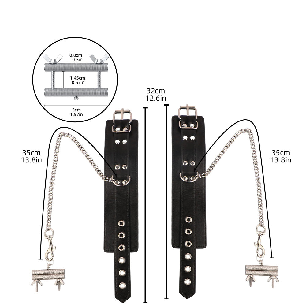 Bondage Chain Cuffs with Nipple Clamps