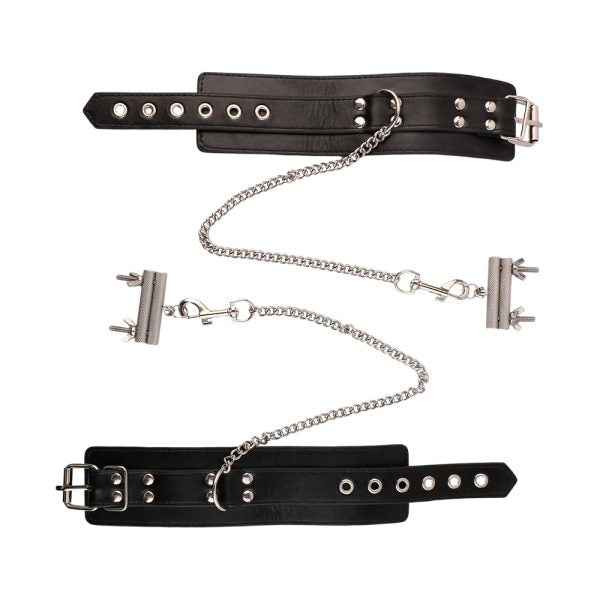 Bondage Chain Cuffs with Nipple Clamps