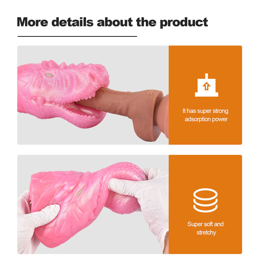 Dinosaur Blow Job Pink Head Male Stroker
