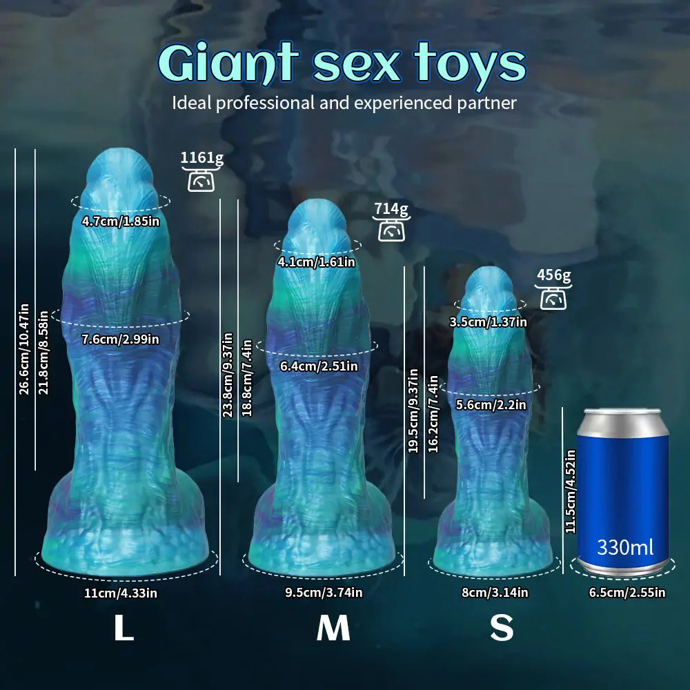 Fantasy Blue Mermaid Thick Dildo 3 Size