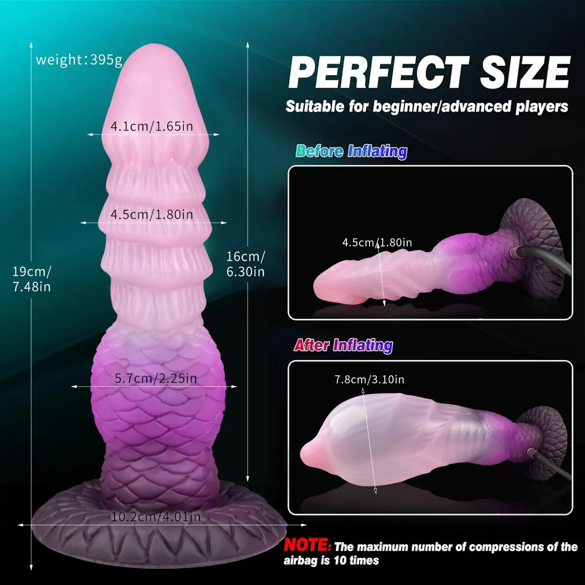 Fantasy Inflatable Monster Dildo 8.3 Inches