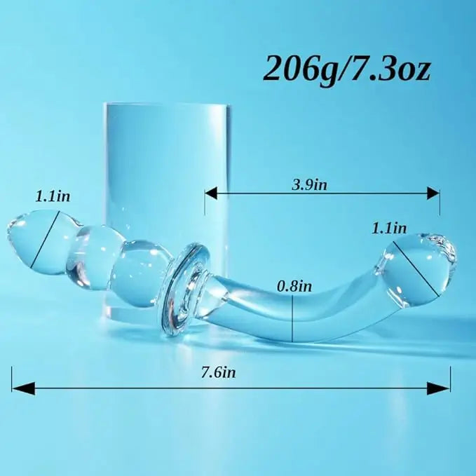 Glass G - Spot Dildo With Anal Beads