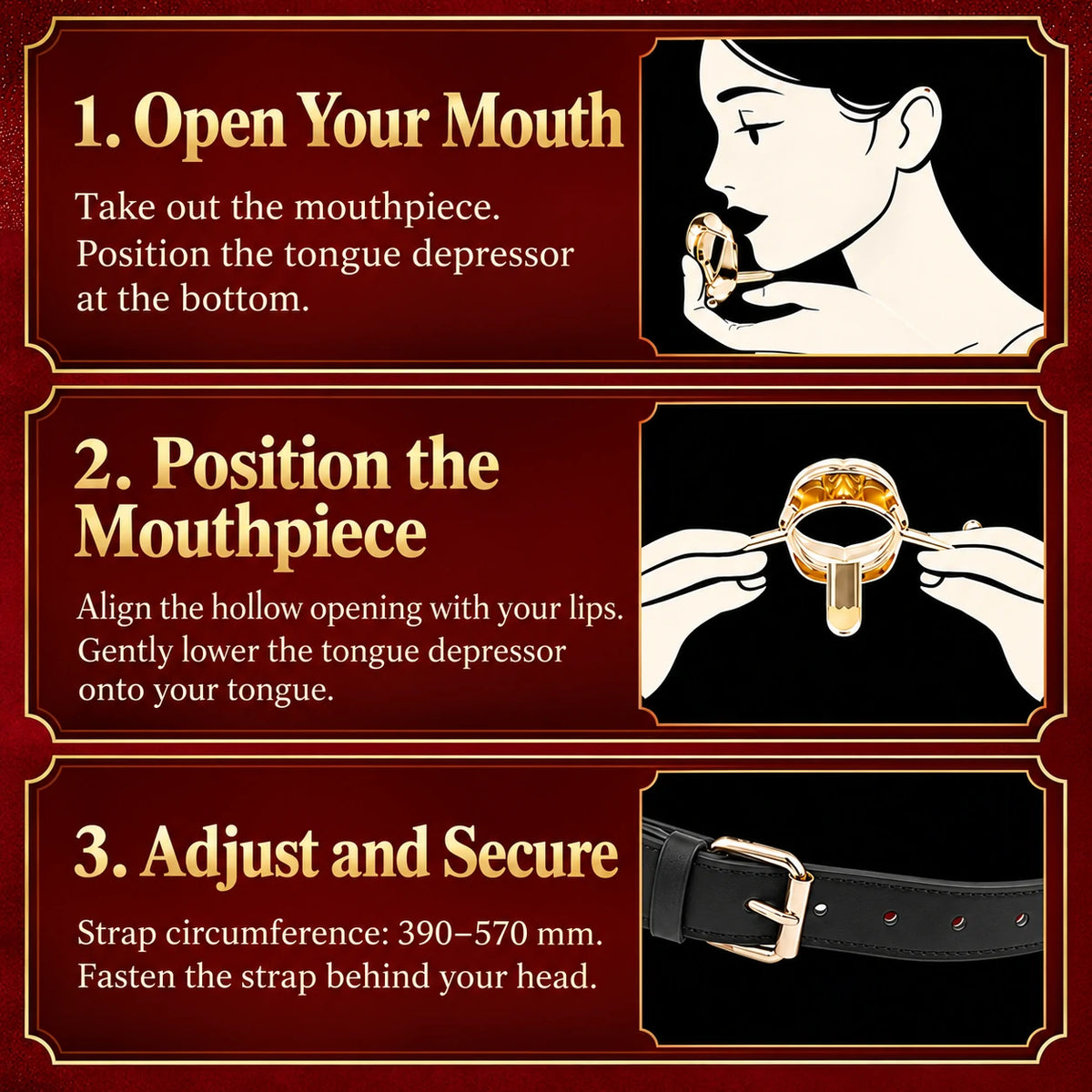 Golden Rose – Leather Tongue-Press Mouth Gag