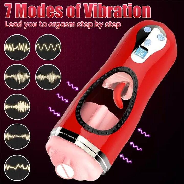 Vaginal Tongue Licking Masturbation Cup Realistic Pussy Heating Deep Throat Irritation Male Masturbation Sex Toys for Men