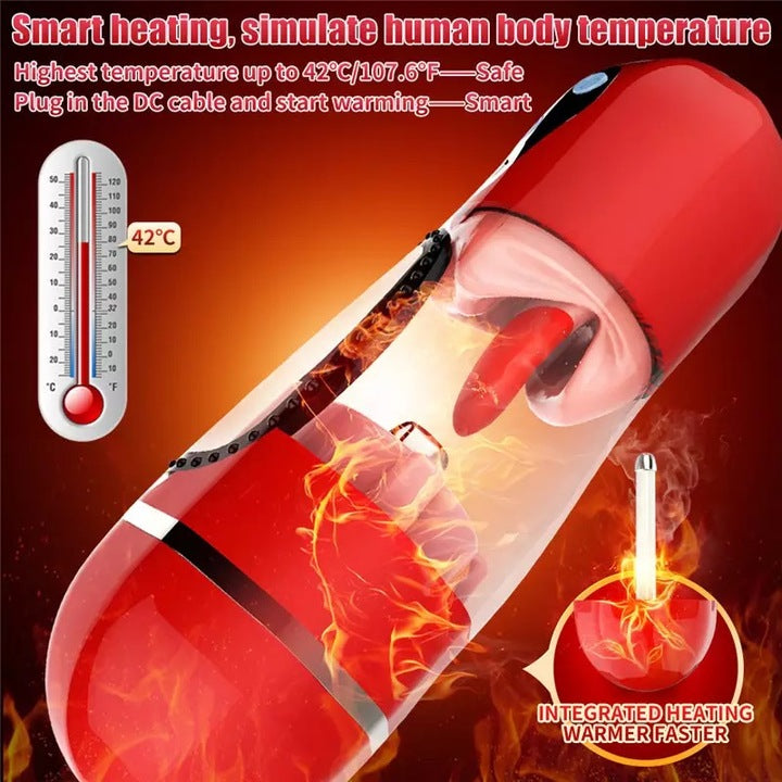 Vaginal Tongue Licking Masturbation Cup Realistic Pussy Heating Deep Throat Irritation Male Masturbation Sex Toys for Men