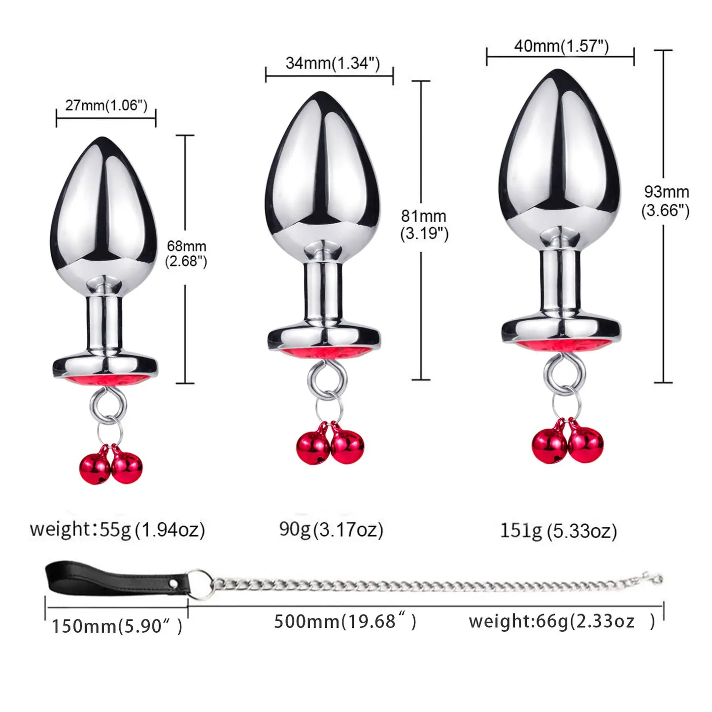 Metal Bell Butt Plug with Chain