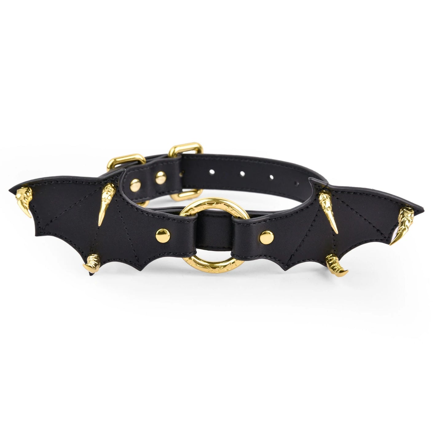 Gothic Bat Wing Leather Bondage Collar