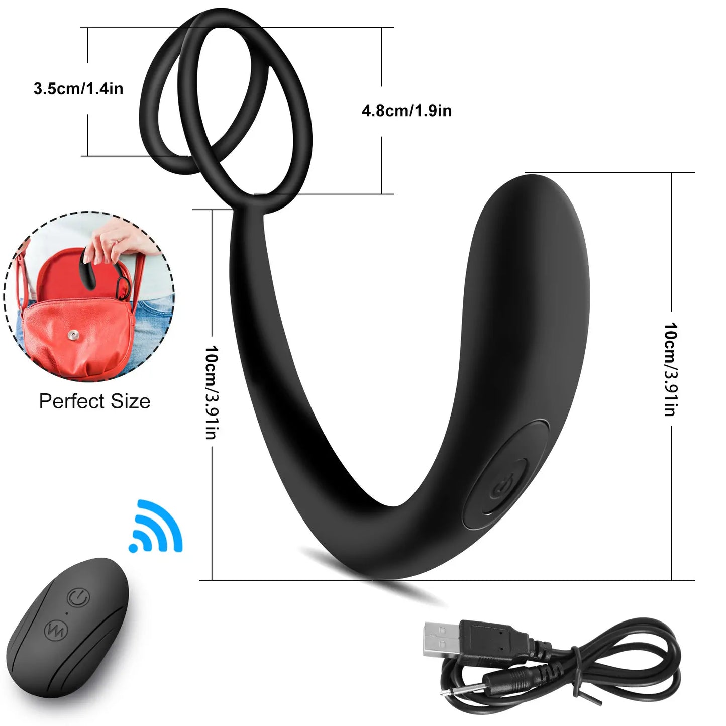 Small Vibrating Prostate Massager with Cock Rings