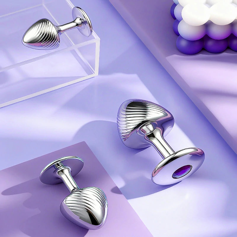 Crown Jewels Ribbed Gemstone Metal Butt Plug Collection