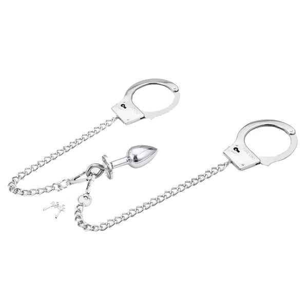 Crystal Plug Bondage Cuffs with Handcuffs Set