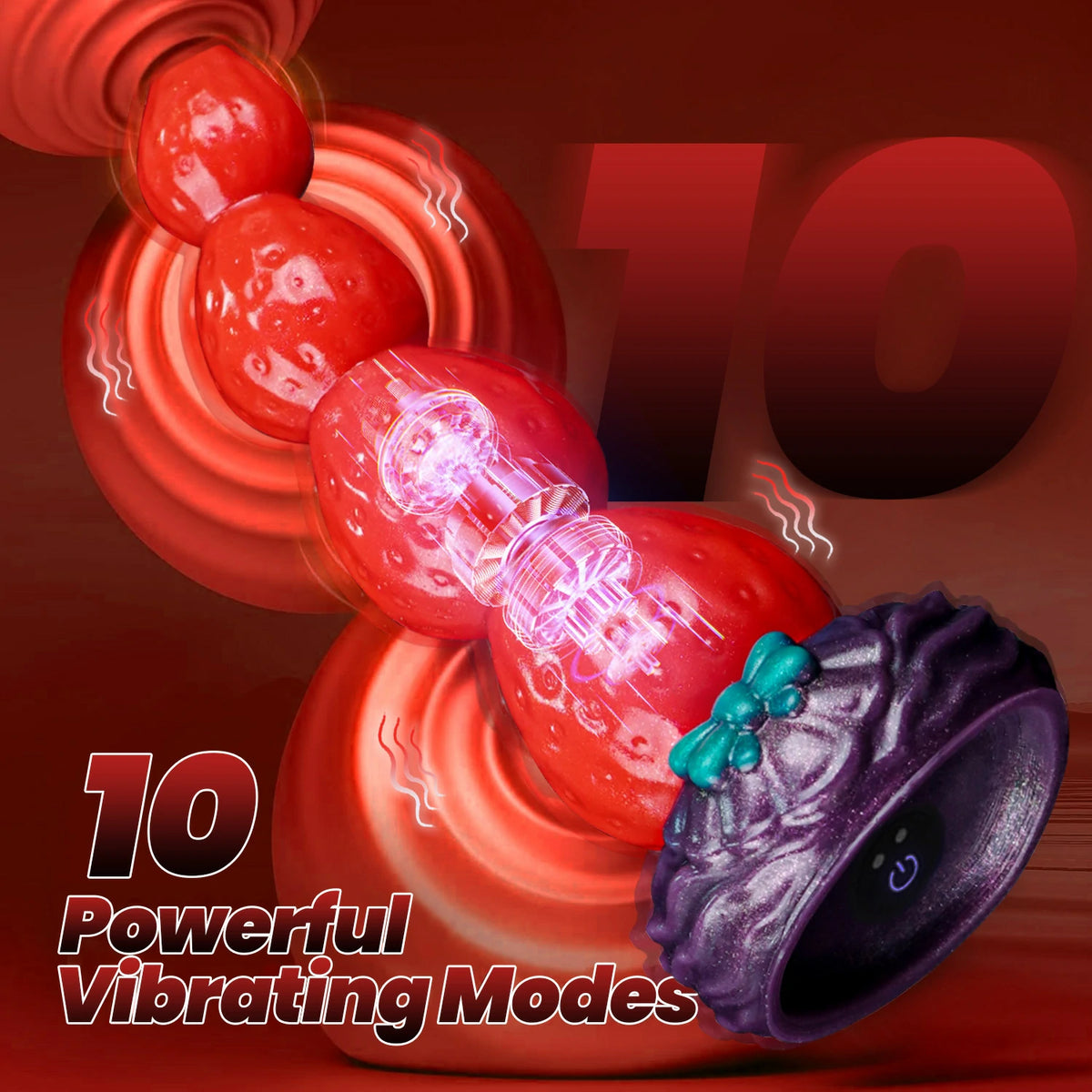Sweet Strawberry Wireless Remote Vibrating Dildo