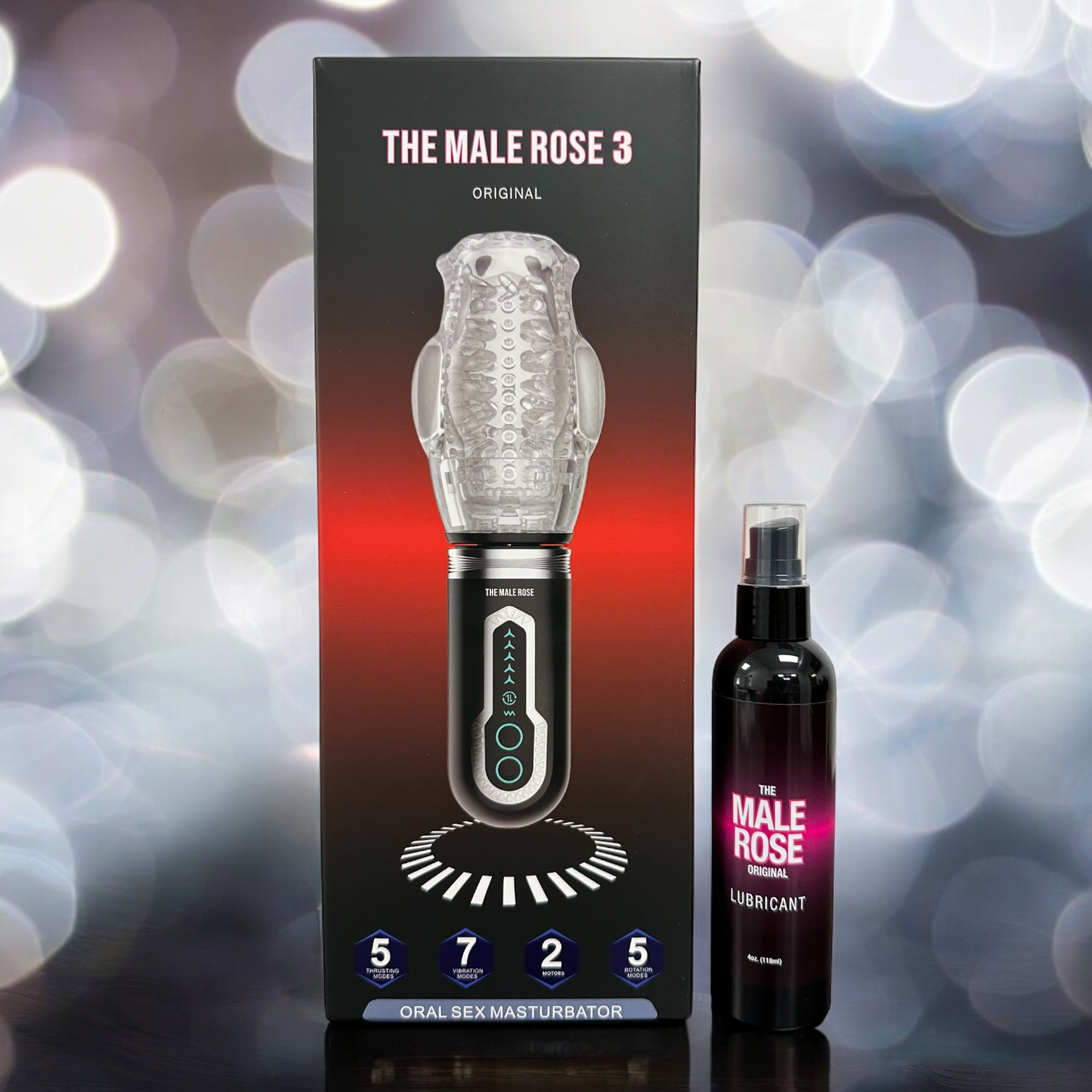 The Male Rose 3 - Thrusting Rotating Dual Vibrating Male Masturbator