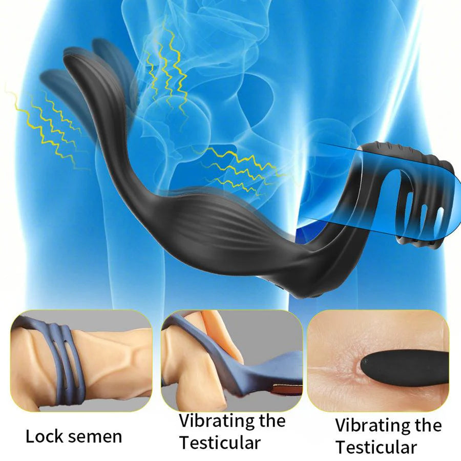 Prostate Vibrator With Cock Ring 12 Frequencies