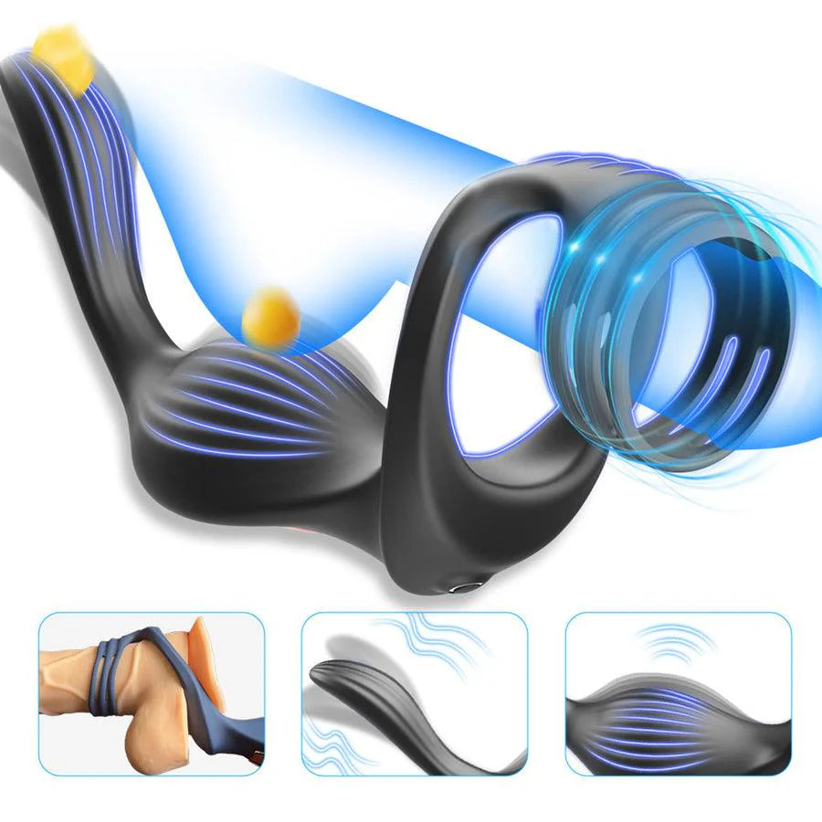 Prostate Vibrator With Cock Ring 12 Frequencies