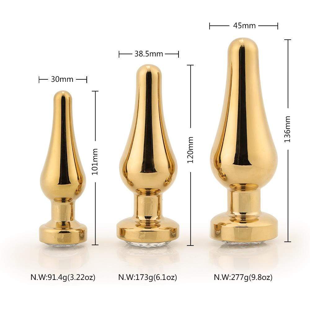 Tapered Gold Anal Jewel Starter Kit (3 Piece)