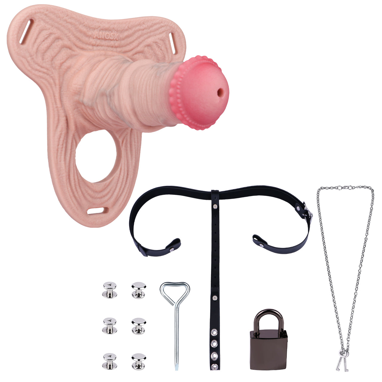 Realistic Horse-Style Chastity Cage with Strap 5 Inches