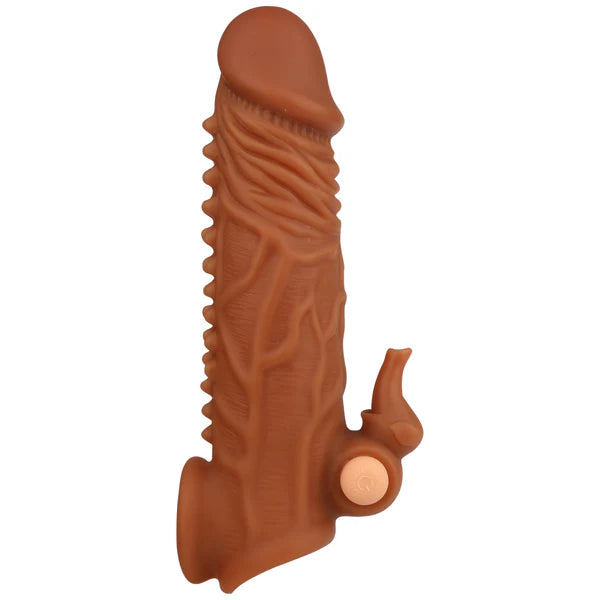 Ribbed Cock Sleeve With Rabbit Clit Stimulator
