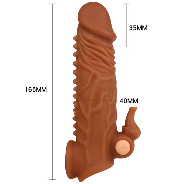 Ribbed Cock Sleeve With Rabbit Clit Stimulator