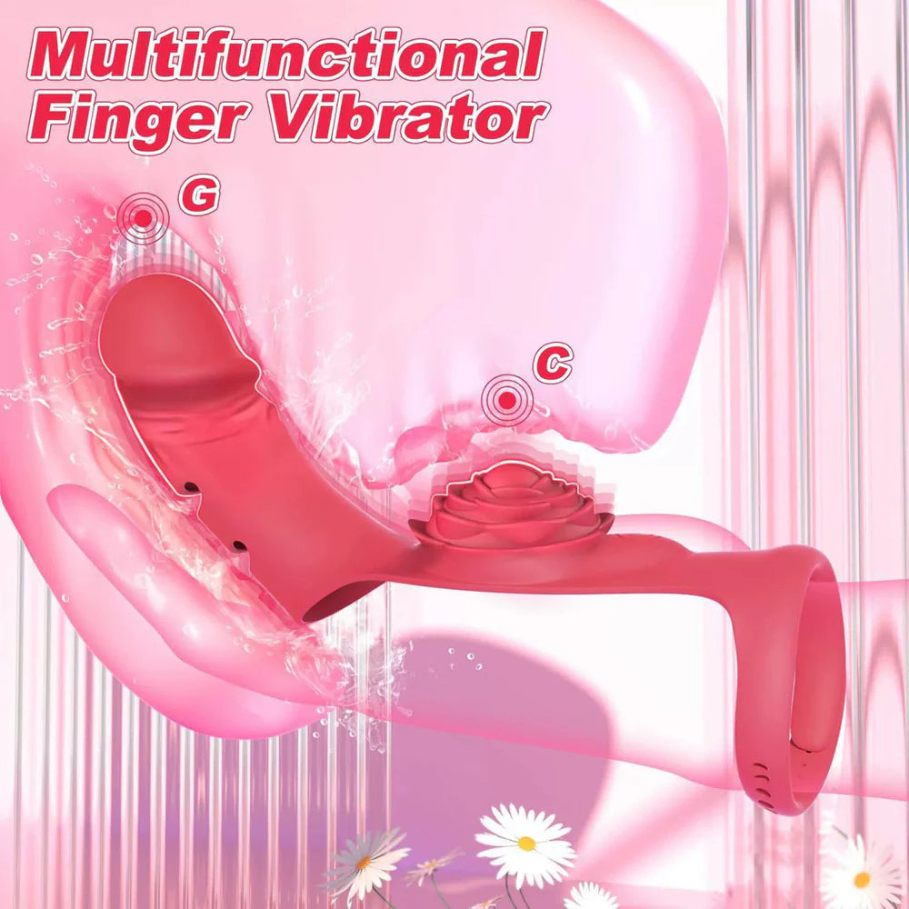 Rose Style Vibrating Finger Dildo