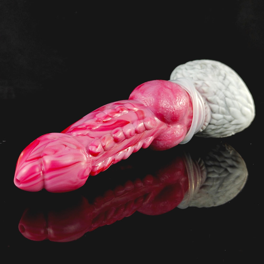 🐉 9.64-Inch Zilla - Knotted Dragon Dildo, Ribbed Ejaculating Toy with Curve