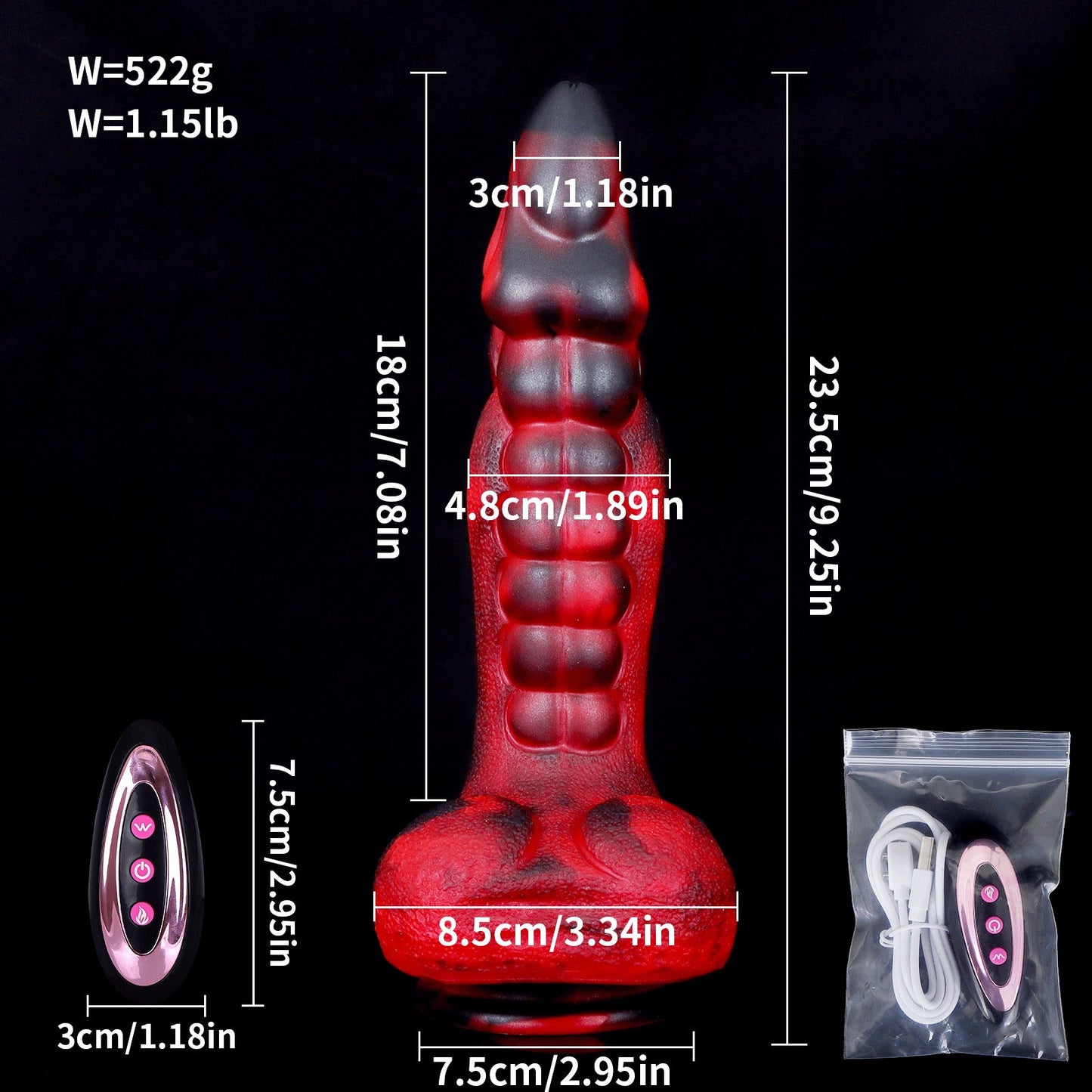 Remote Control Thrusting Dragon Dildo Prostate Massager - Monsterdildo Tentacle Buttplug Anal Sex Toy