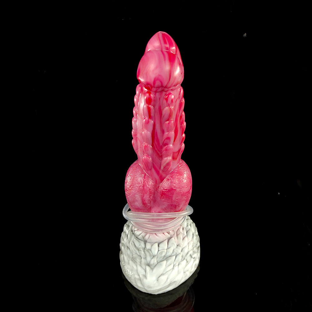 🐉 9.64-Inch Zilla - Knotted Dragon Dildo, Ribbed Ejaculating Toy with Curve