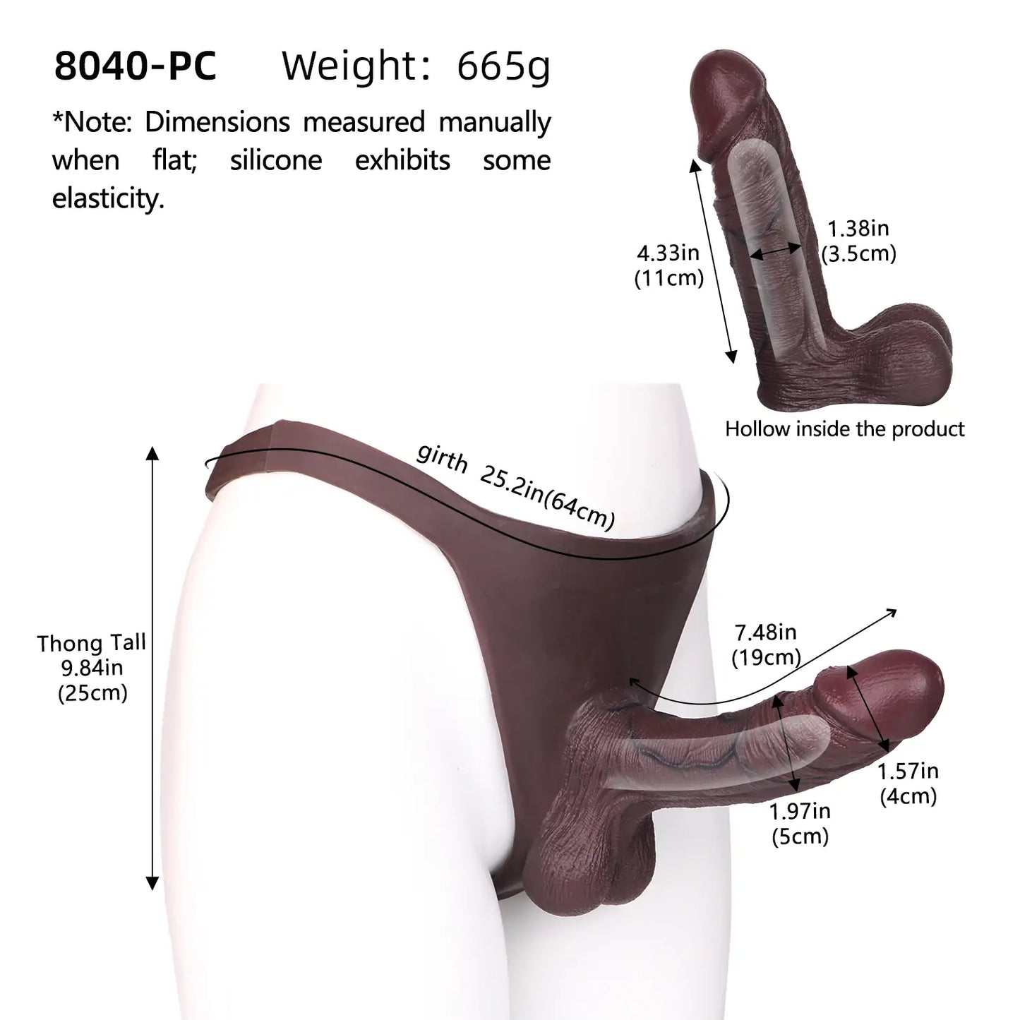 Silicone Black Hollow Strap-On Dildo