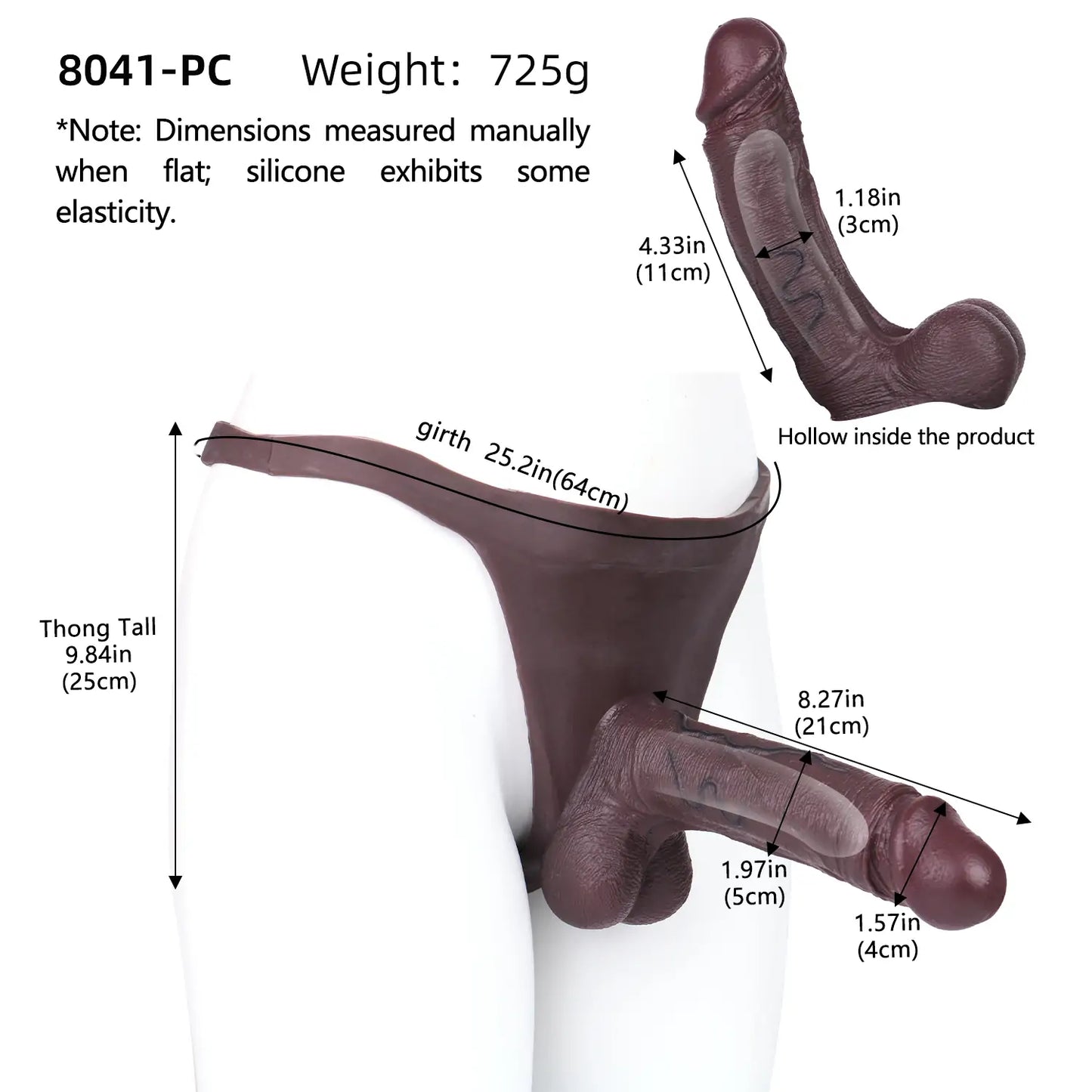 Silicone Black Hollow Strap-On Dildo