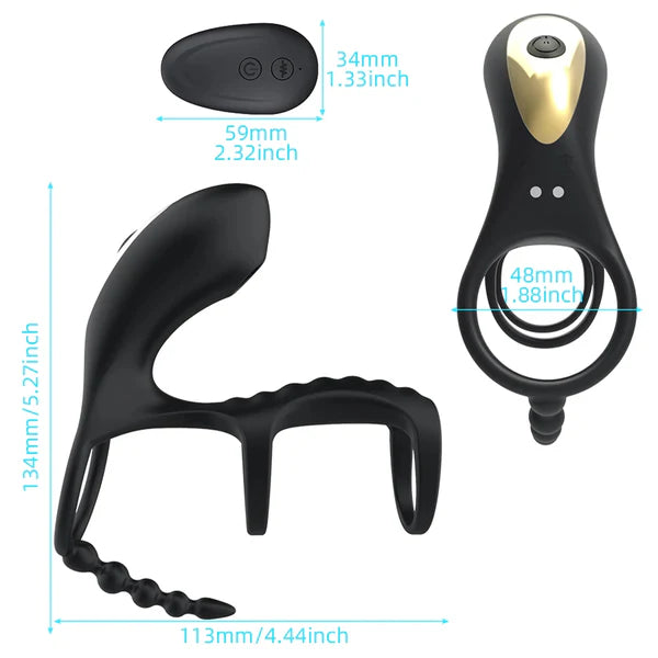 Vibrating Penis Sleeve With Clit Sucker and Anal Beads