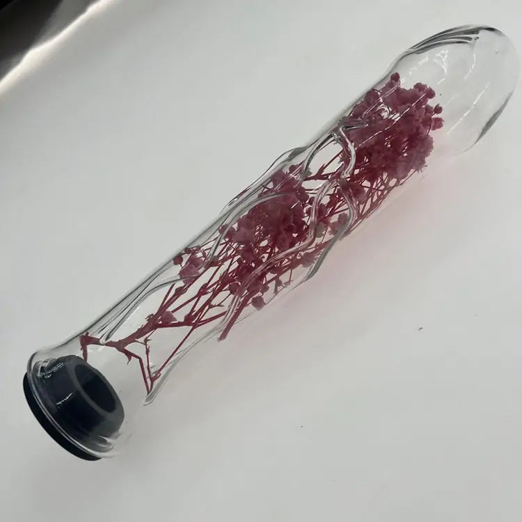 Water-Fillable Flower Glass Dildo 7.8 Inches