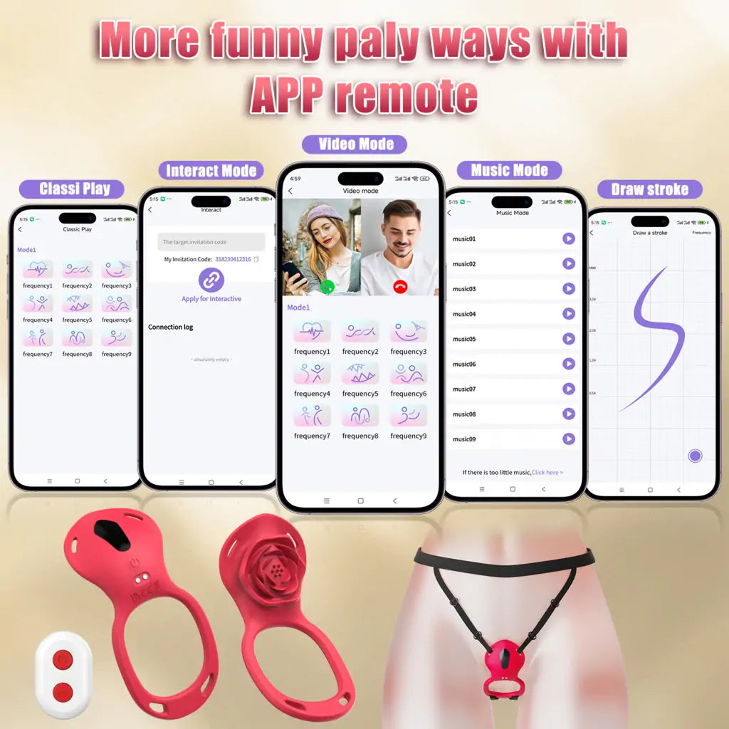 Wearable Rose Vibrating Strap-On Ring with APP Control
