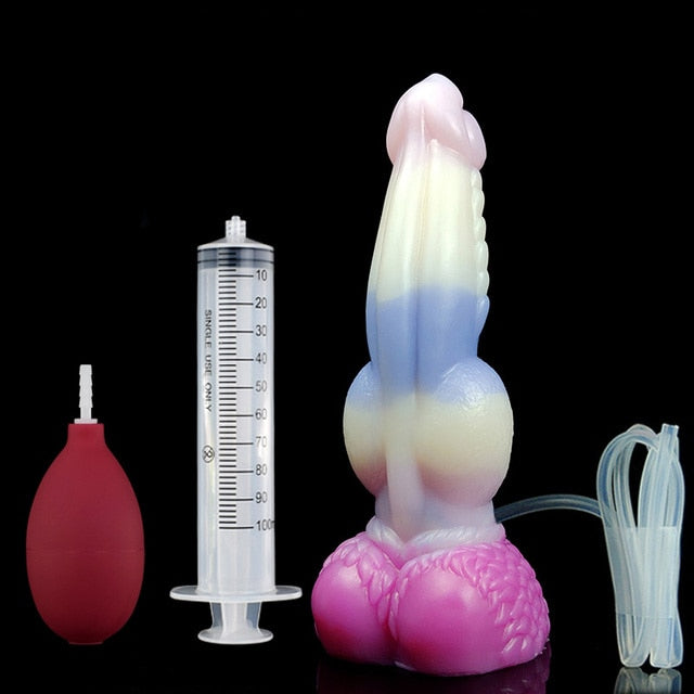 🐉 9.64-Inch Zilla - Knotted Dragon Dildo, Ribbed Ejaculating Toy with Curve