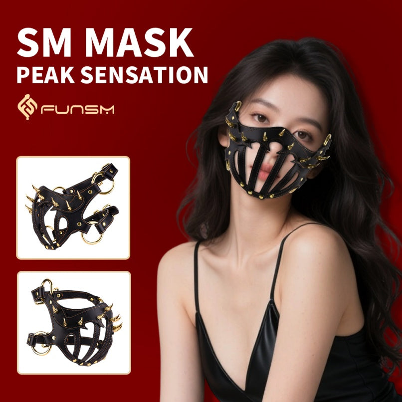 Strapon BDSM Fantasy Mask Bettie Bondage - Couples Sex Black Leather Gear