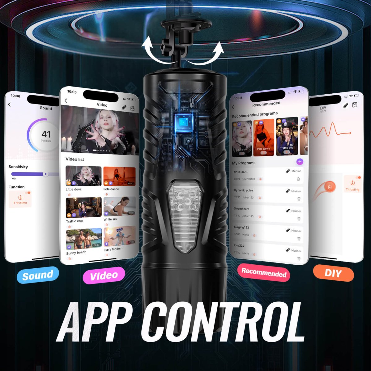 BLACK KNIGHT| Automatic Thrusting & Rotating Male Masturbator Sex Toys