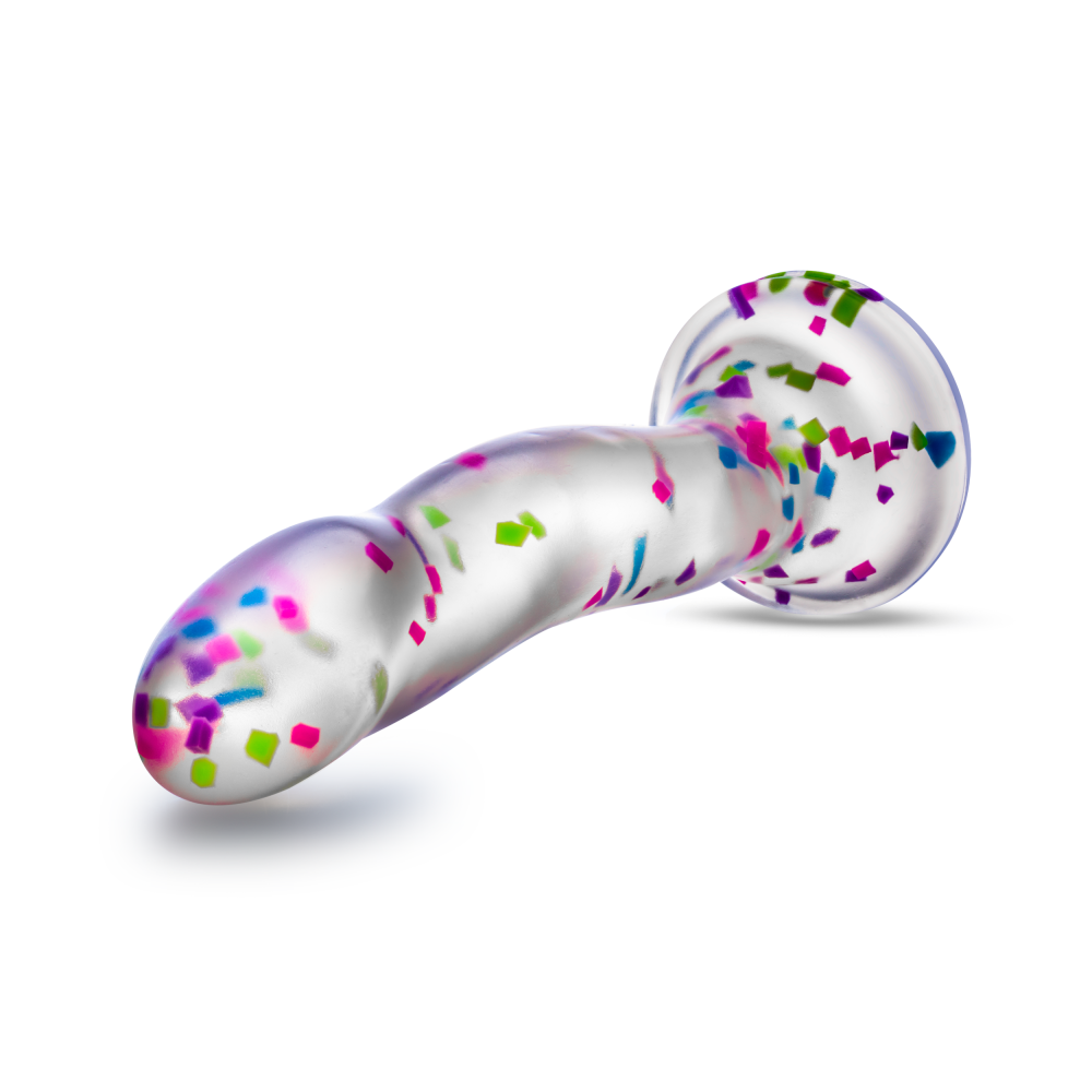 Neo Elite By Blush® | Hanky-Panky 7.5 Inch Purio™ Silicone Glow In The Dark Dildo - Clear Dildo With Fun Confetti